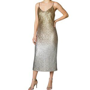 J. Crew NWT Gwyneth Gold and Silver Ombré Sequin Slip Dress Women's Size 4